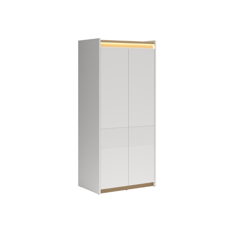 Szafa dwudrzwiowa Luwia 90 cm z LED jasny szary/dąb arles