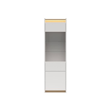 Witryna Luwia 60 cm z 2 drzwiami LED jasny szary/dąb arles