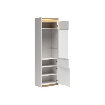 Witryna Luwia 60 cm z 2 drzwiami LED jasny szary/dąb arles