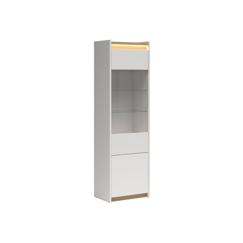 Witryna Luwia 60 cm z 2 drzwiami LED jasny szary/dąb arles