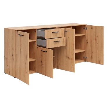 Komoda MultiDo 180 cm z 4 drzwiami i 2 szufladami dąb artisan