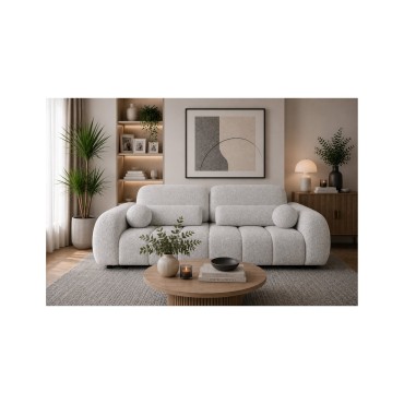 Sofa trzyosobowa Bubble rozkładana z pojemnikiem szara