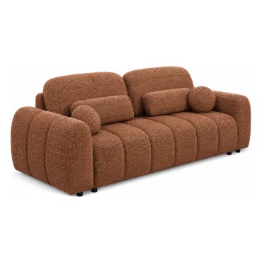 Sofa trzyosobowa Bubble rozkładana z pojemnikiem terakota