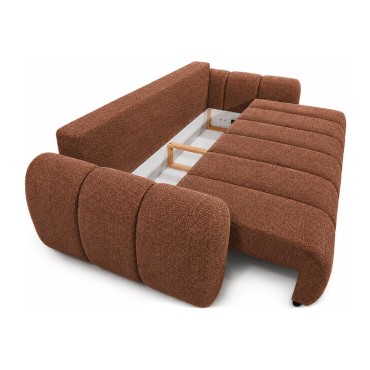 Sofa trzyosobowa Bubble rozkładana z pojemnikiem terakota