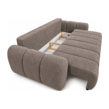 Sofa trzyosobowa Bubble rozkładana z pojemnikiem brązowa