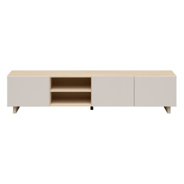 Szafka RTV Calm 180 cm z 3 drzwiami dąb lindberg/beż piaskowy