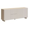 Komoda Calm 180 cm z 3 drzwiami i 2 szufladami dąb lindberg/beż piaskowy
