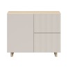Komoda Calm 90 cm z drzwiami i 2 szufladami dąb lindberg/beż piaskowy